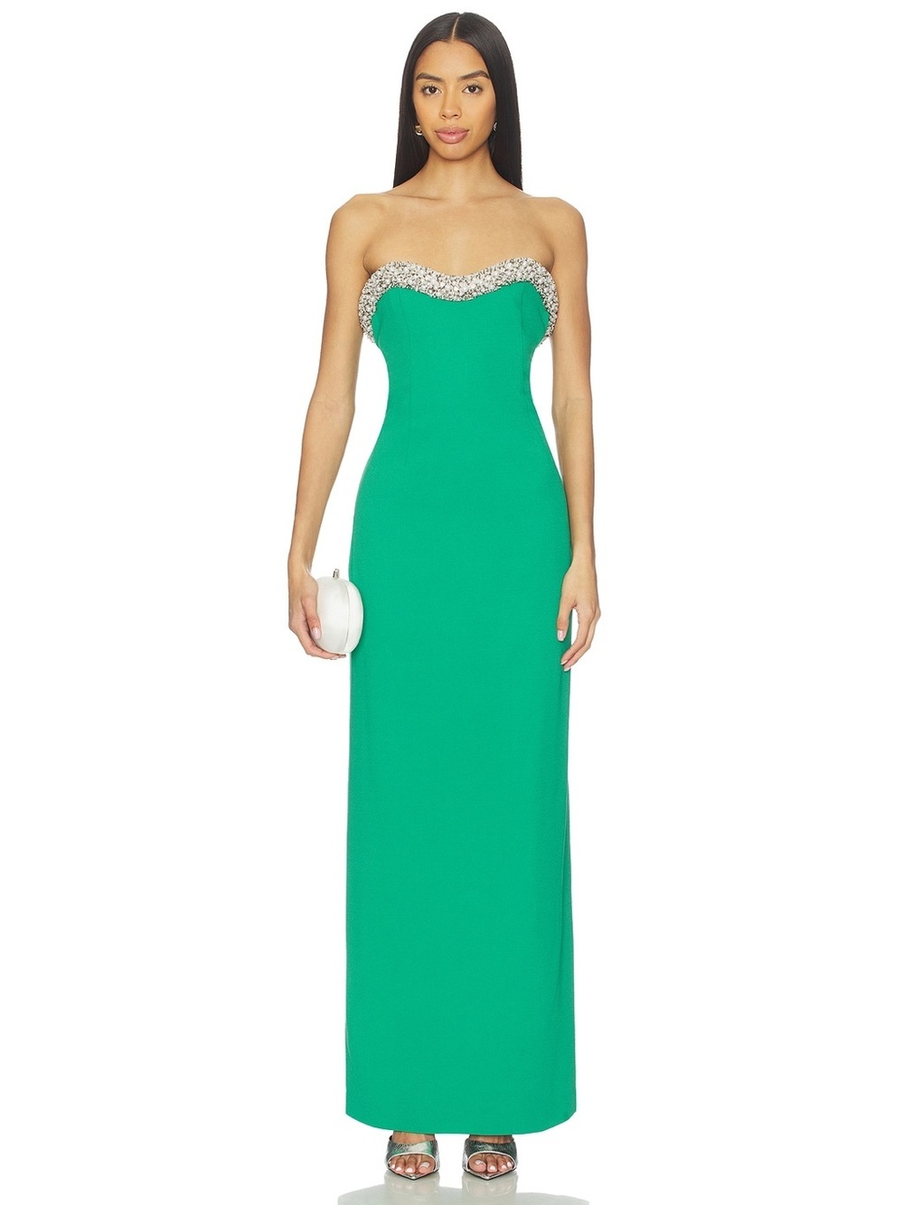 SIMKHAI Riona Crystal Bustier Gown Kelly Green REVOLVE $995 NWT